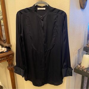STELLA MCCARTNEY Women Black 100% Silk Button-Up Dress Shirt Size 46(10-12)